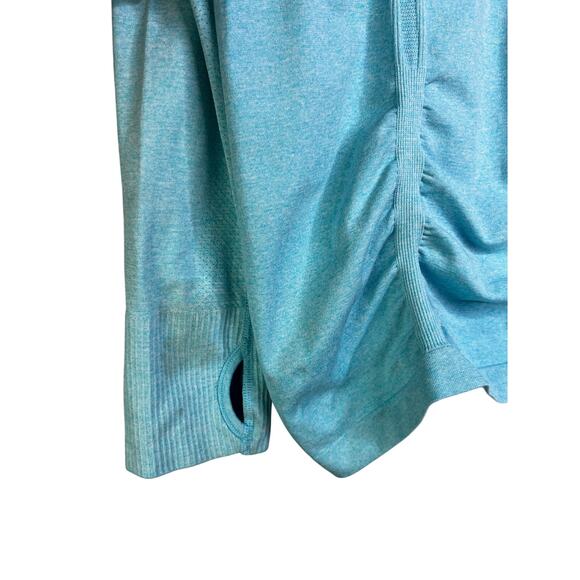 Athleta Running Pullover Jacket Womens M Blue Ruched Front Half Zip Turtle Neck - Picture 6 of 8